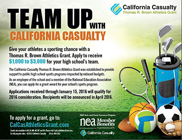Team Up with California Casualty for a Thomas R Brown Athletics Grant