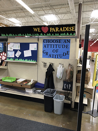 Classroom with gratitude sign