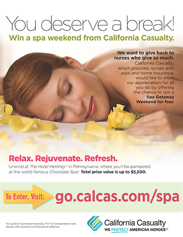 California Casualty's Give a Nurse a Break Spa Giveaway Flyer