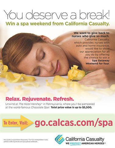 California Casualty's Give a Nurse a Break Spa Giveaway Flyer
