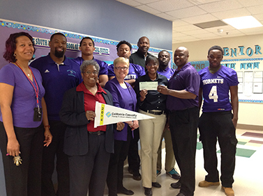 The South Atlanta Educational Complex High School football team, winners of a California Casualty Thomas R. Brown Athletics Grant