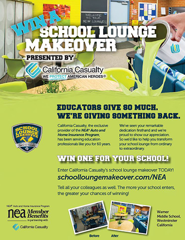 California Casualty School Lounge Makeover Flyer