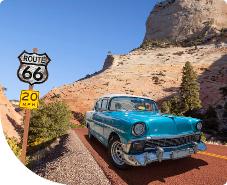 Classic car on Route 66