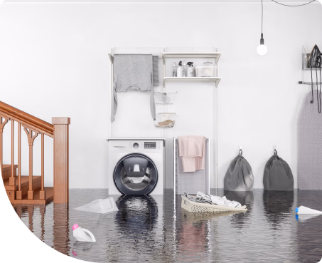 Illustration of a flooded basement - flood insurance concept