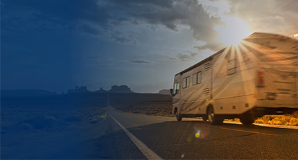 RV driving on an open expanse of a highway