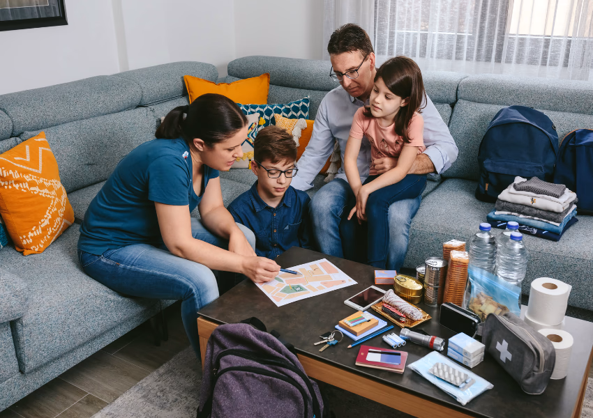 family creating a disaster plan