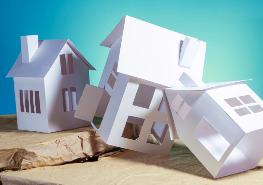 conceptual image of homes damaged by an earthquake