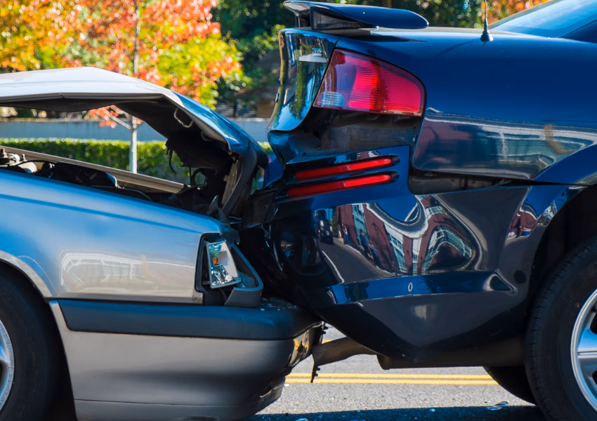 an image of a car accident with two cars