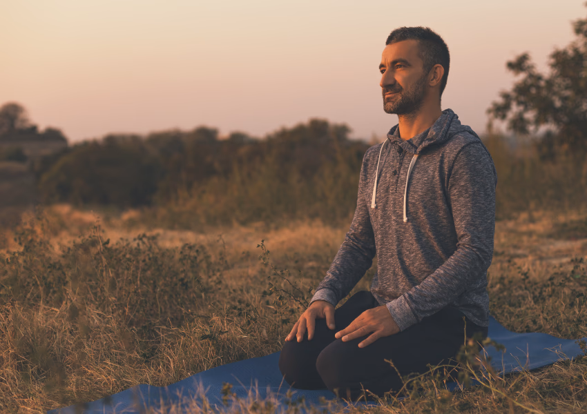 man relaxing outdoors