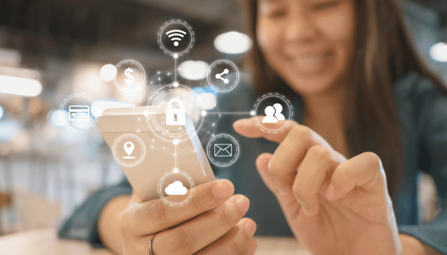 woman using cell phone