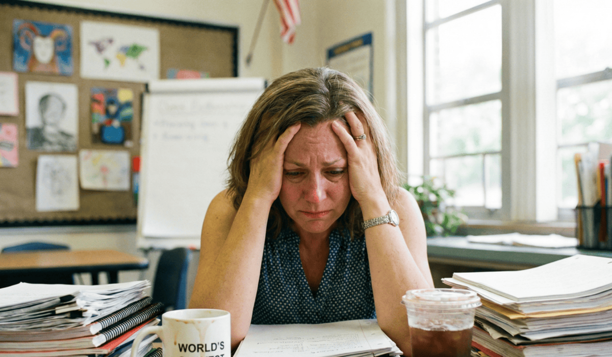 overwhelmed teacher