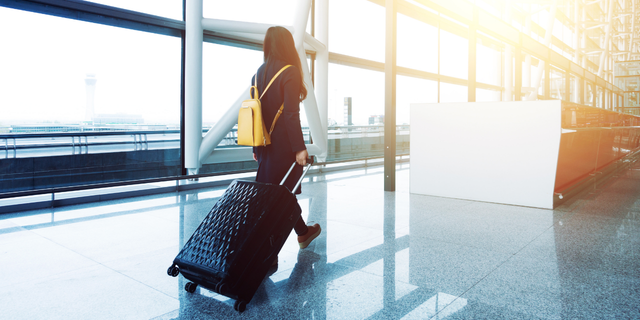 Person walking through airport