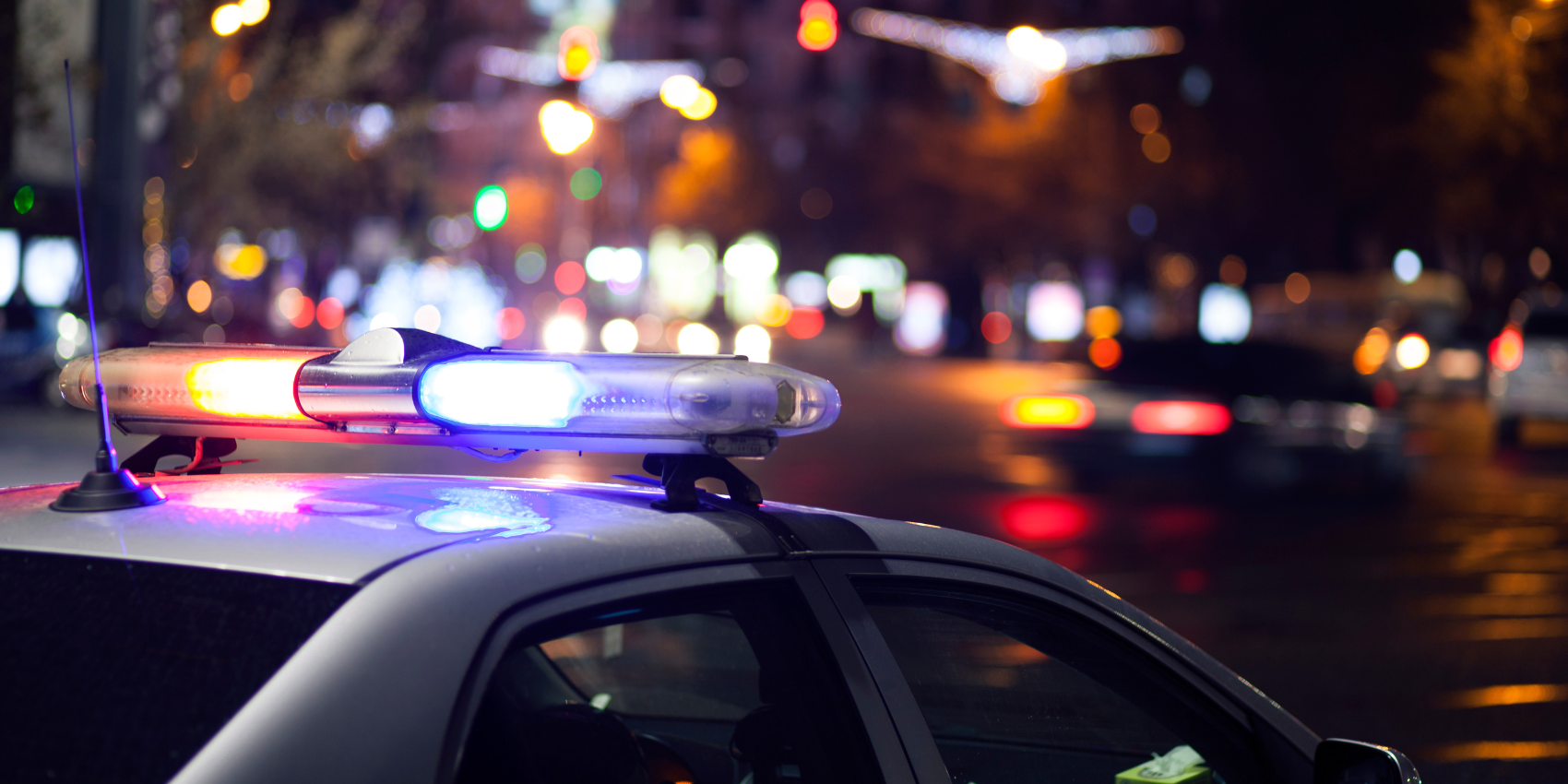 Police Car lights at night